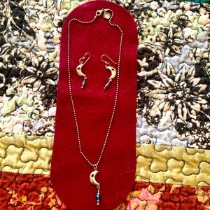 Moon & star necklace & earrings
